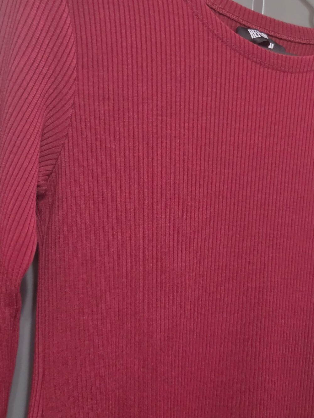 Reformation Ribbed Knit Long Sleeve Dress Raspberry Red Size L - Picture 7 of 8